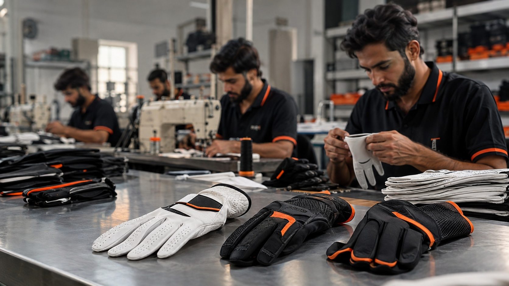 ProGrip production team manufacturing sports gloves in Sialkot, Pakistan