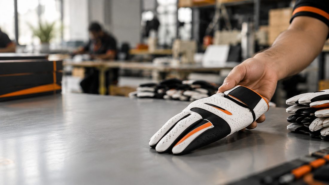 Finished ProGrip golf glove detail on the production floor