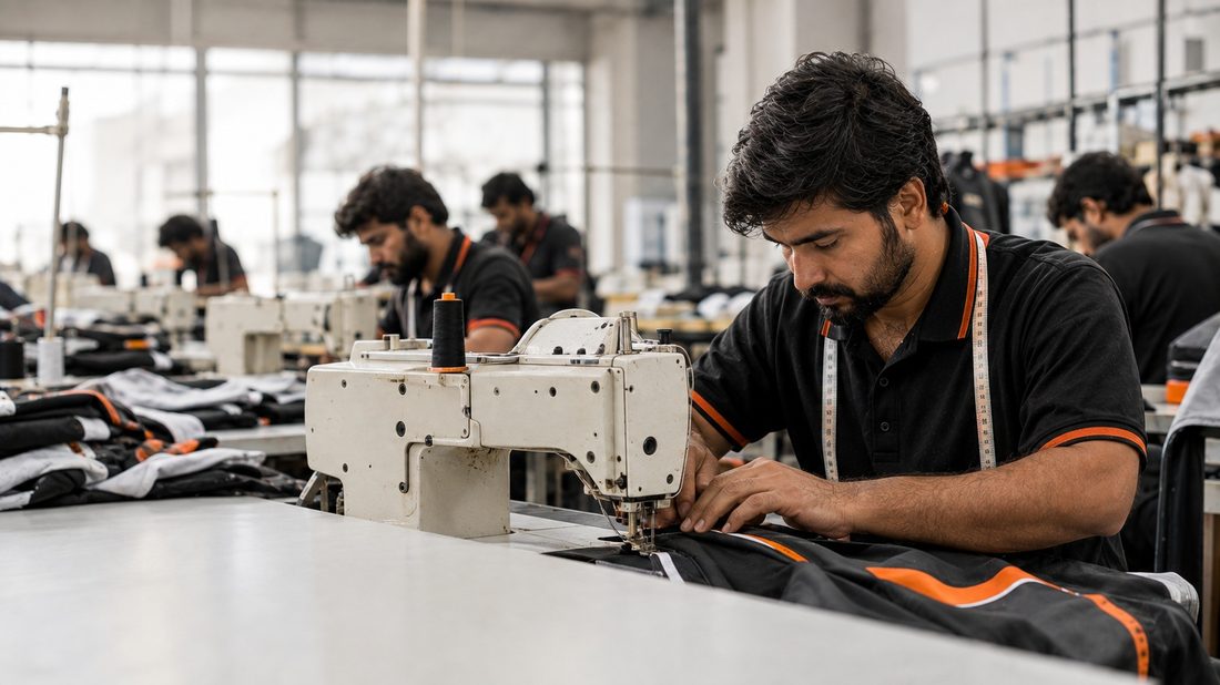 Cut-and-sew production of ProGrip performance apparel
